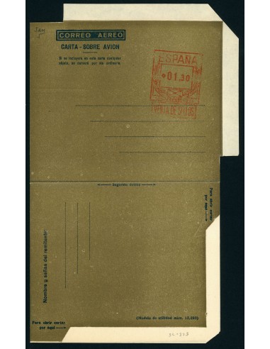 OL00241. Aerograma 1948. Franqueo 1,30 pesetas. Tipo B (I) fondo castaño AA angulo ancho