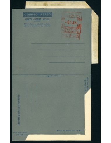 OL00252. Aerograma 1948. Franqueo 1,65 pesetas. Tipo B (I) AA, K8