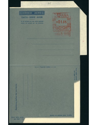 OL00253. Aerograma 1948. Franqueo 1,65 pesetas. Tipo B (I) AE, K8b