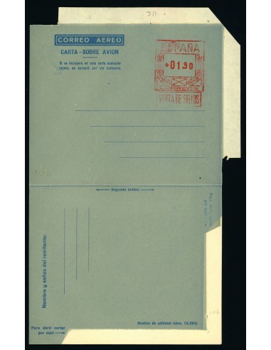 OL00260. Aerograma 1948. Franqueo 1,90 pesetas. Tipo B (I) AA+E, K11c