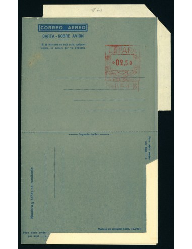 OL00263. Aerograma 1948. Franqueo 2,50 pesetas. Tipo B (I) AE, K14b