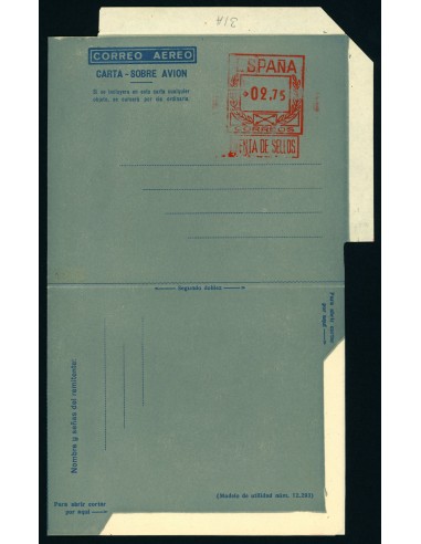 OL00268. Aerograma 1948. Franqueo 2.75 pesetas. Rarísimo Tipo B (II) AA