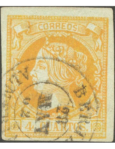 Andalucía. Filatelia. º52. 1860. 4 cuartos naranja. Matasello BERJA / ALMERIA.