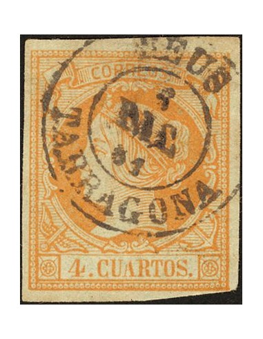 Cataluña. Filatelia. º52. 1860. 4 cuartos naranja. Matasello REUS / TARRAGONA.