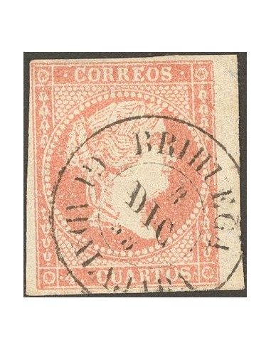 Castilla-La Mancha. Filatelia. º48. 1856. 4 cuartos rojo. Matasello  BRIHUEGA / GUADALAJARA. LUJO.