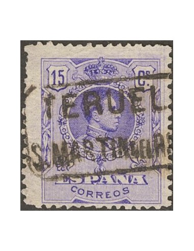 Aragón. Filatelia. º270. 1909. 15 cts violeta. Matasello cartería SAN MARTIN DEL RIO / TERUEL.