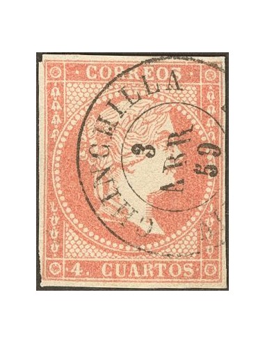 Castilla-La Mancha. Filatelia. º48. 1856. 4 cuartos rojo. Matasello CHINCHILLA / ALBACETE.