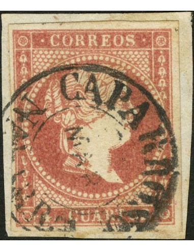 Navarra. Filatelia. º48. 1856. 4 cuartos rojo. Matasello CAPARROSO / NAVARRA (Tipo I).