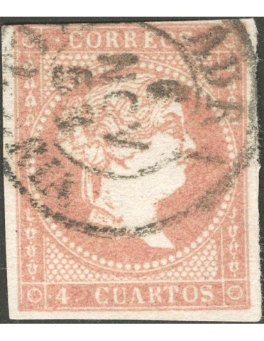 Andalucía. Filatelia. º48. 1856. 4 cuartos rojo. Matasello ADRA / ALMERIA (Tipo I).
