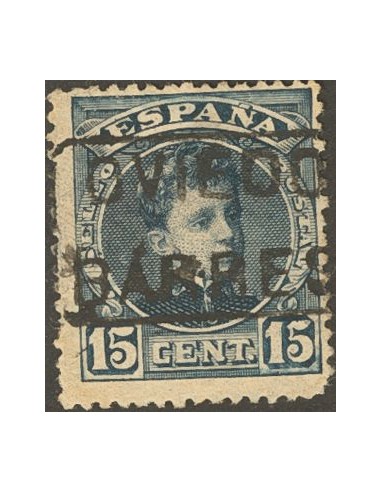 Asturias. Filatelia. º245. 1901. 15 cts azul. Matasello cartería BARRES / OVIEDO.