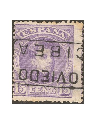 Asturias. Filatelia. º245. 1901. 15 cts violeta. Matasello cartería CIBEA / OVIEDO. MAGNIFICO.