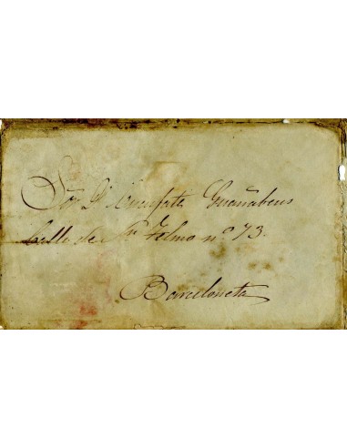 AL0003. PREFILATELIA. 1847, correo fuera de valija de La Habana a Barceloneta (Cataluña)