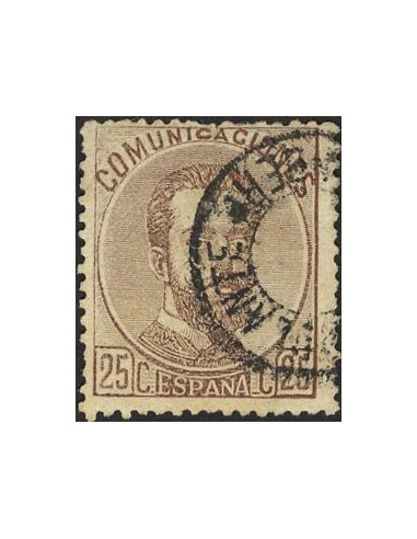 Ambulante. Filatelia. º124. 1870. 25 cts castaño. Matasello AMBULANTE / SANTANDER.