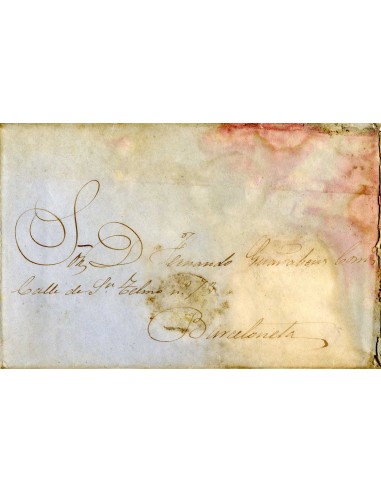 AL0022. PREFILATELIA. 1848, correo fuera de valija de La Habana a Barceloneta (Cataluña)
