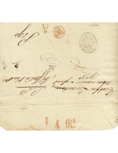 FA1906. PORTEOS. 1857, cubierta de plica de Valencia a Pego con porteo de 14 reales