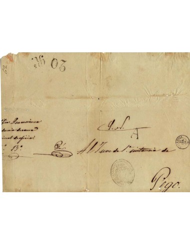 FA1909. PORTEOS. 1858, cubierta de plica de Valencia a Pego con porteo de 20 reales