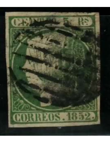 FA2023. Emision 1852. 5 Reales verde cancelado con parrilla negra