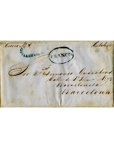AL0032. PREFILATELIA. 1849, La Habana a Barceloneta (Cataluña)