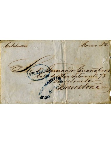 AL0038. PREFILATELIA. 1849, La Habana a Barceloneta (Cataluña)