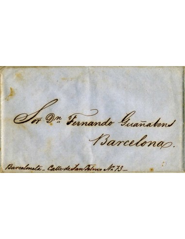 AL0043. PREFILATELIA. 1849, correo fuera de valija de La Habana a Barcelona (Cataluña)