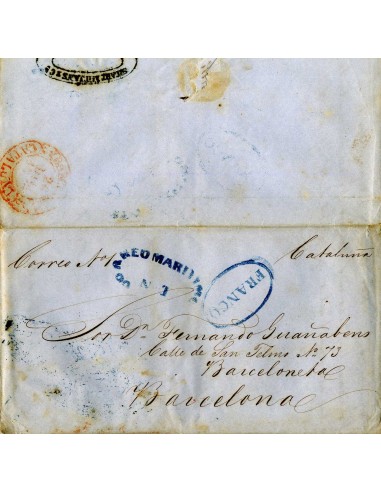 AL0049. PREFILATELIA. 1849, La Habana a Barceloneta (Cataluña)