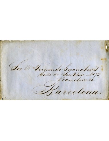 AL0051. PREFILATELIA. 1849, correo fuera de valija de La Habana a Barcelona (Cataluña)