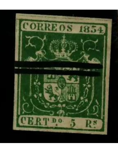FA2092. Emisión 1-1-1854. Valor 5 reales verde BARRADO