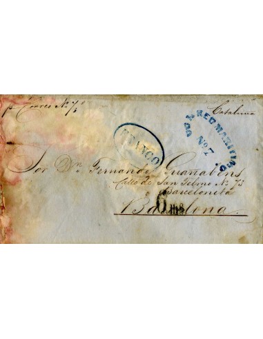 AL0058. PREFILATELIA. 1850, 24 de enero, La Habana a Barcelona (Cataluña)