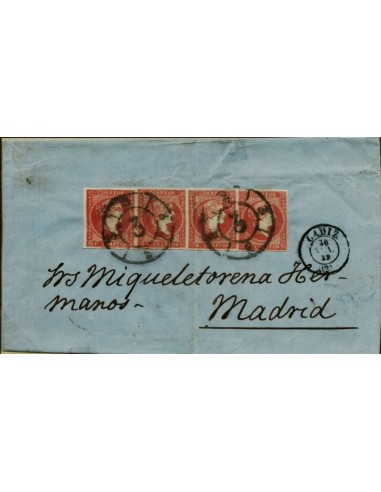 FA2251. Emision 1-04-1855. Cadiz a Madrid cuatro portes