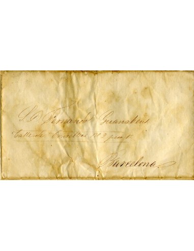 AL0092. PREFILATELIA. 1851, correo fuera de valija de La Habana a Barcelona (Cataluña)