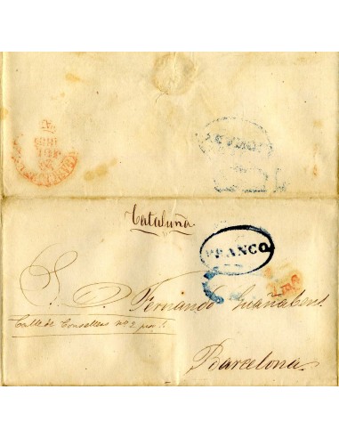 AL0095. PREFILATELIA. 1851, 19 de mayo, La Habana a Barcelona