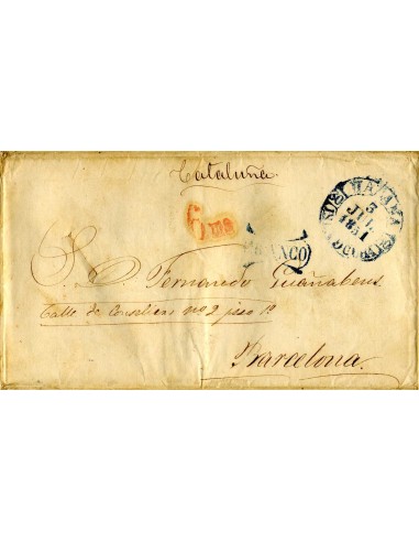 AL0096. PREFILATELIA. 1851, 3 de julio, La Habana a Barcelona