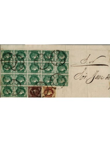 FA2410. Emision 16-07-1862. Cubierta de plica con franqueo multiple