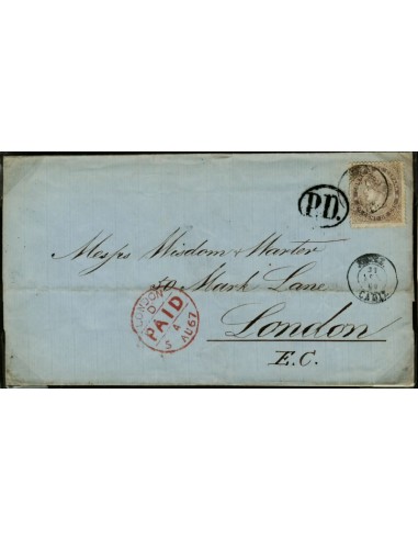 FA2677. Emision 1-01-1867. Jerez de la Frontera a Londres