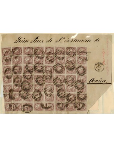 FA2681. Emision 1-01-1867. Plica de Madrid a Ocaña, MAYOR BLOQUE CONOCIDO