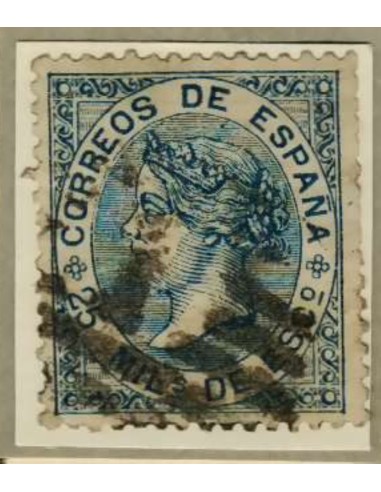 FA2736. Emision 12-1868. Valor de 25 milesimas azul con parrilla con cifra 1
