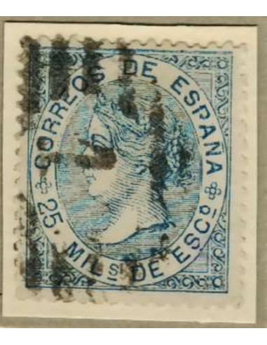 FA2737. Emision 12-1868. Valor de 25 milesimas azul con parrilla con cifra 1