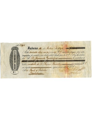 DC0002. 1848, 14 de julio. Letra de cambio expedida en La Habana