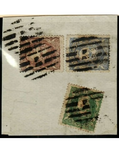 FA2949. Emision 1-1-1870. Fragmento con 3 valores diferentes
