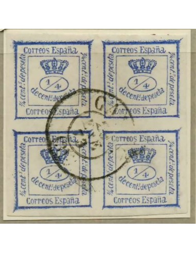 FA3039. Emision 1-10-1872. Valor 4/4 centimos ultramar Fechador de Cadiz