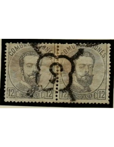FA3074. Emision 1-10-1872. Pareja de 12 centimos lila grisaceo con Araña de Granada