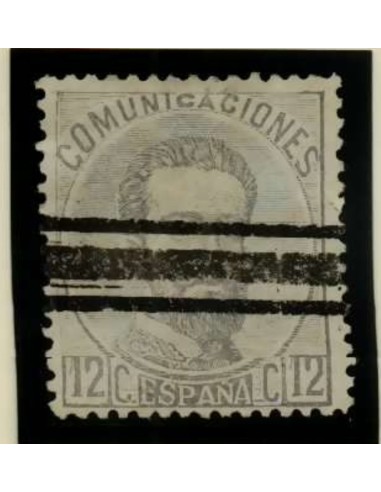 FA3076. Emision 1-10-1872. Valor de 12 centimos lila grisaceo barrado