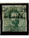 FA3096. Emision 1-10-1872. 5 Valores de 50 centimos verde con diferentes cancelaciones