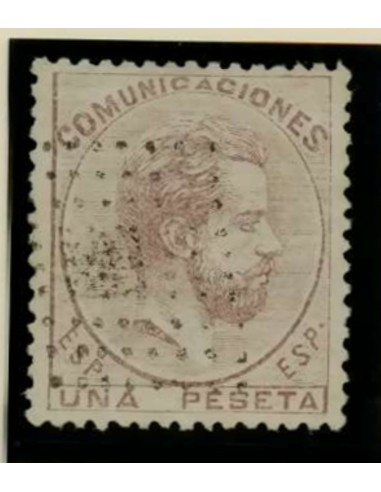 FA3101. Emision 1-10-1872. Valor de 1 peseta lila cancelado con rombo de puntos