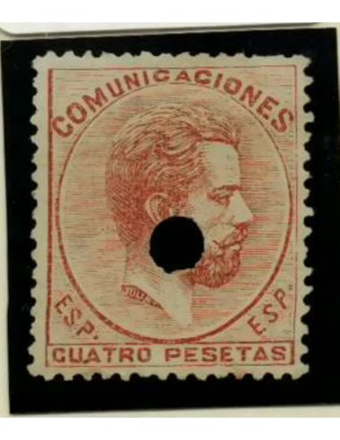 FA3106. Emision 1-10-1872. Valor de 4 pesetas con taladro