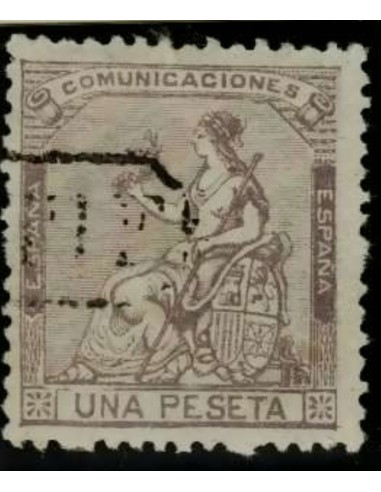 FA3160. Emision 1-7-1873. Valor de 1 peseta lila con matasello administrativo