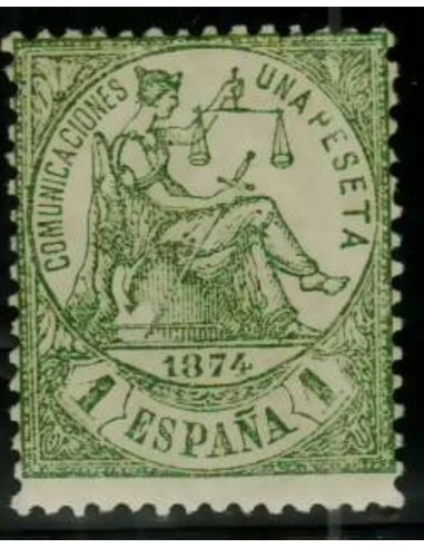 FA3206. Emision 1-7-1874. Valor de 1 peseta verde NUEVO