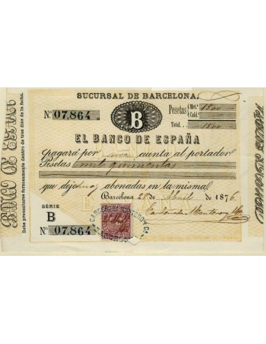 FA3226. Recibo de letra de cambio emitido en Barcelona por 1500 pesetas