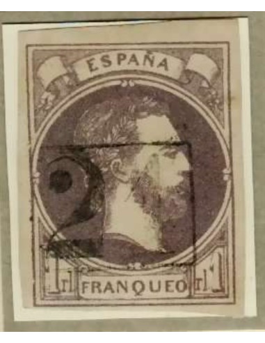 FA3260. Emisión 1-08-1874. Carlos VII. Vascongadas y Navarra. 1 real violeta matasello 21