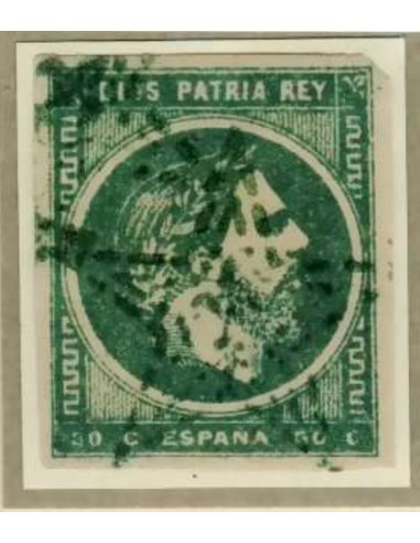 FA3267. Emisión 1-03-1875. Carlos VII. Vascongadas y Navarra. 50 c verde matasellado